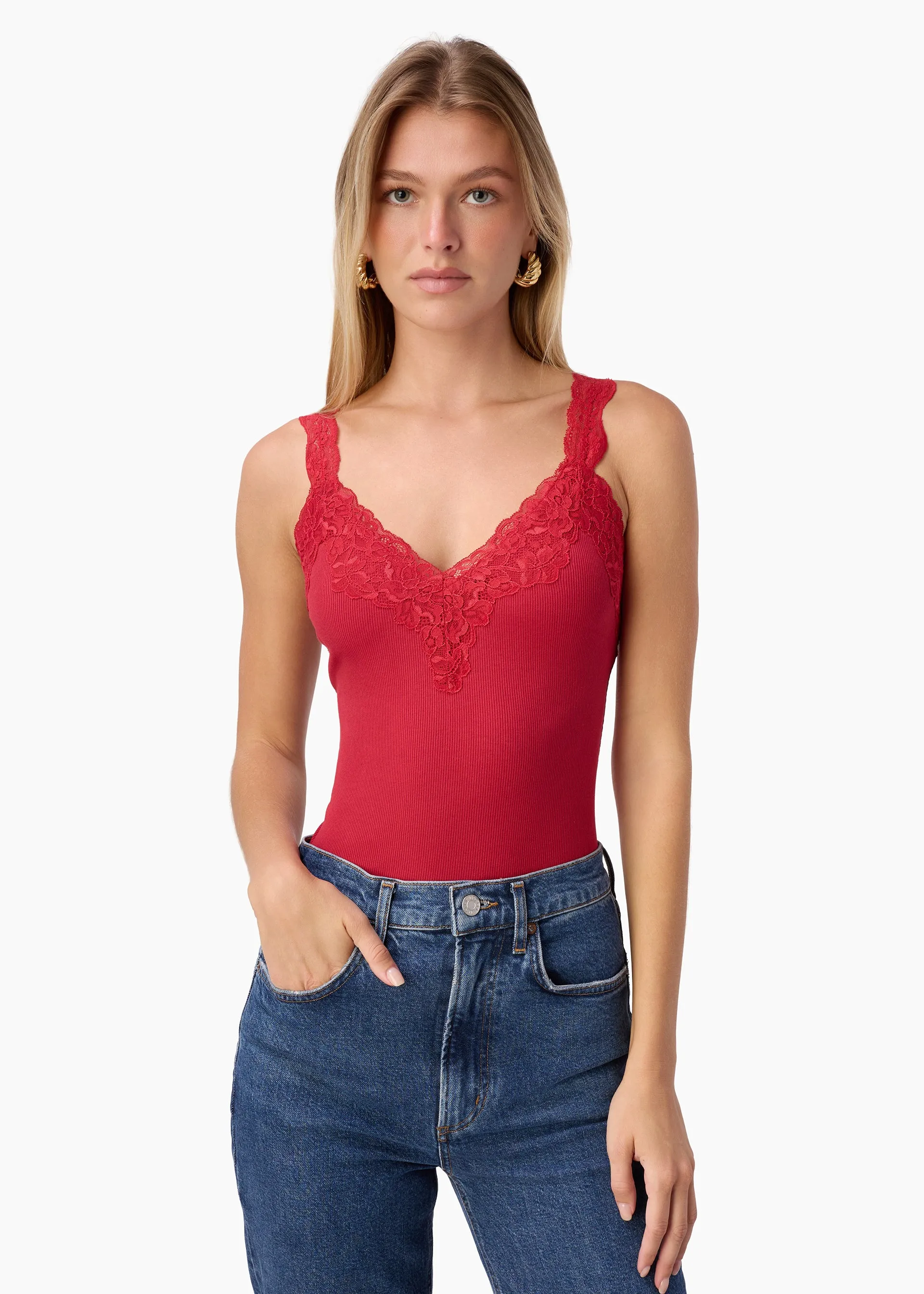 Lani Rib Knit Tank Poppy sold by CAMI