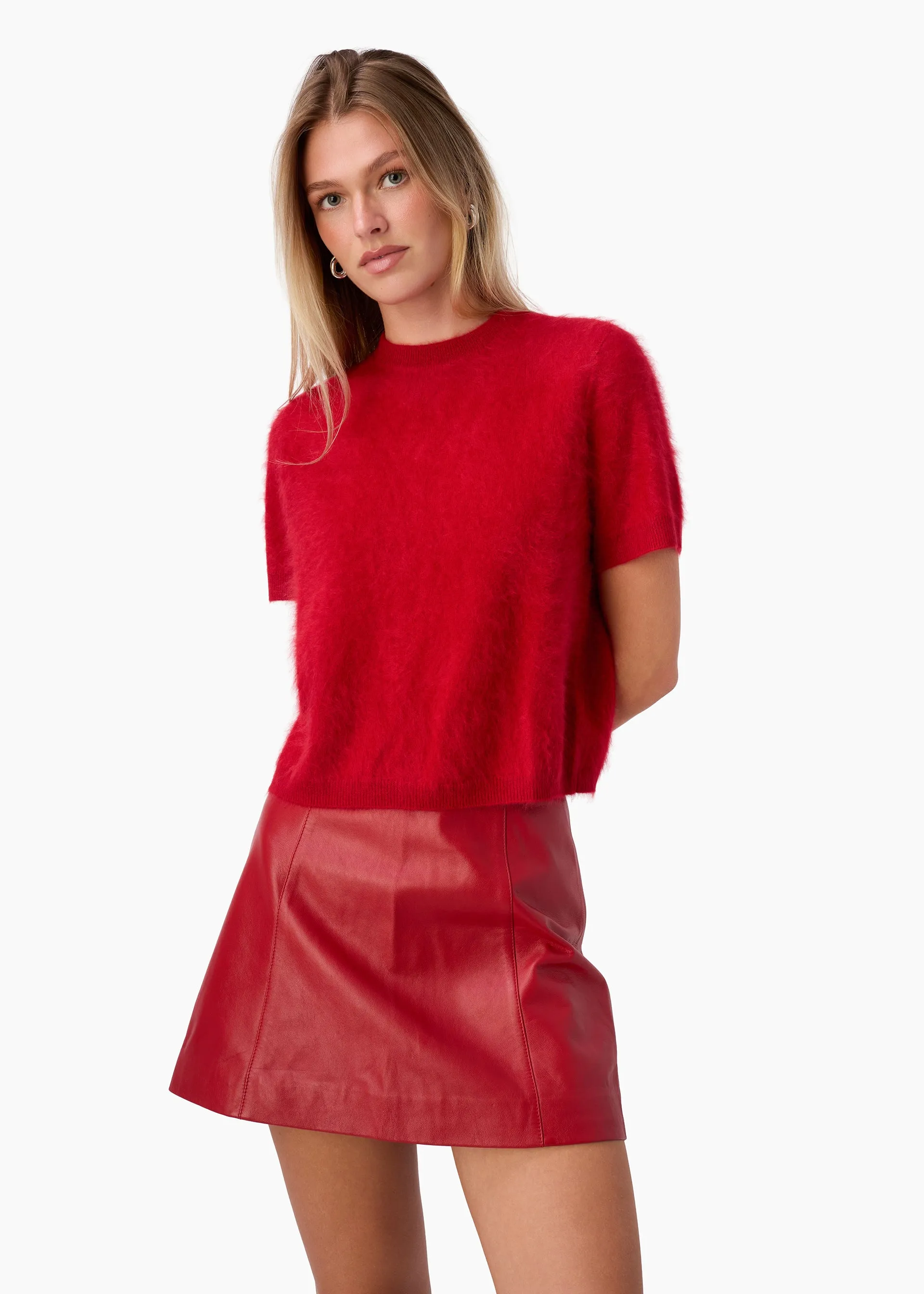 Cillian Genuine Leather Mini Skirt Poppy sold by Cami NYC product image thumbnail 4