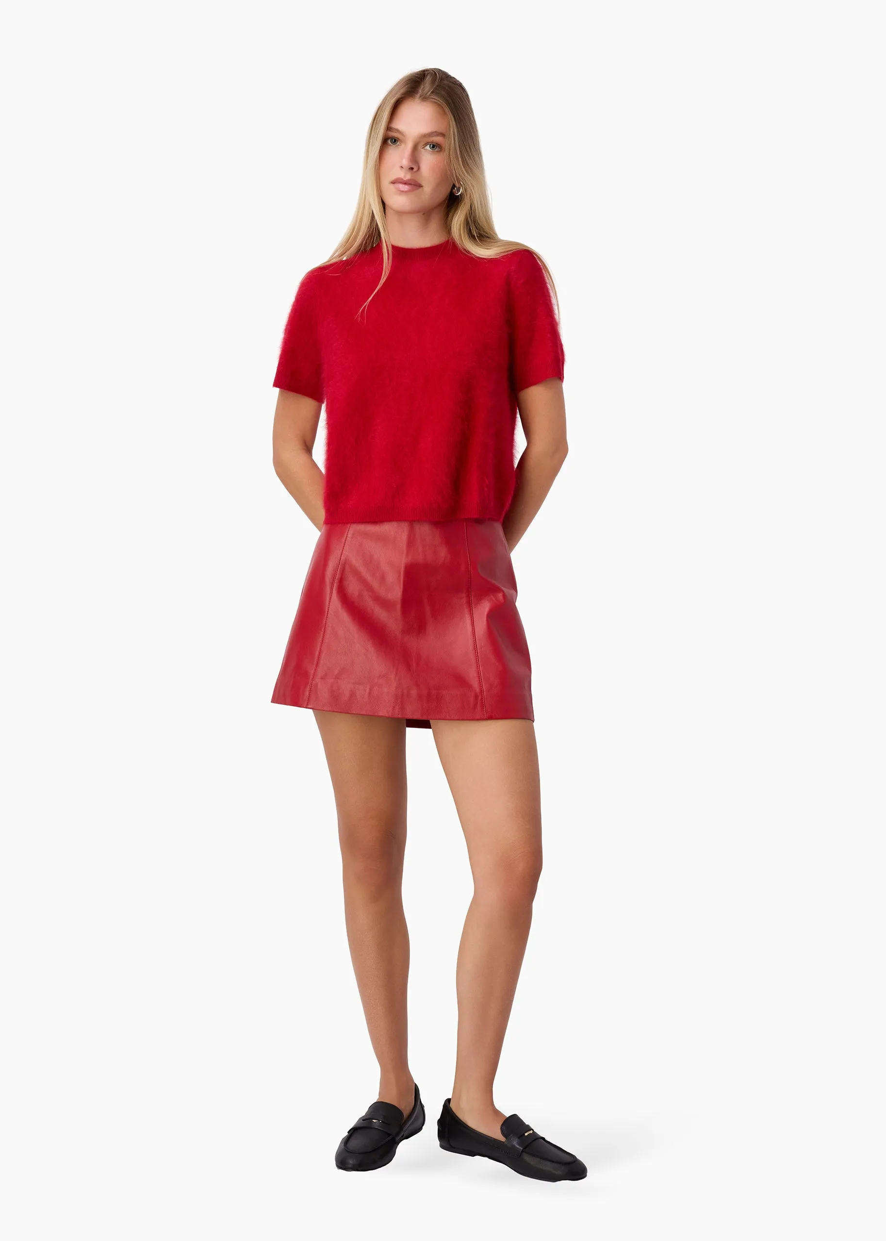 Cillian Genuine Leather Mini Skirt Poppy sold by Cami NYC product image thumbnail 3