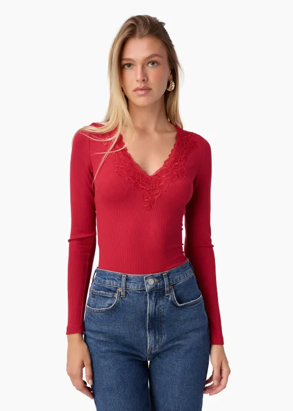 Rooney Rib Knit Top Poppy sold by Cami NYC