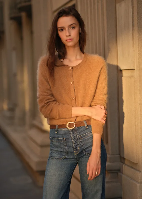 Dorian Cashmere Cardigan Caramel sold by Cami NYC