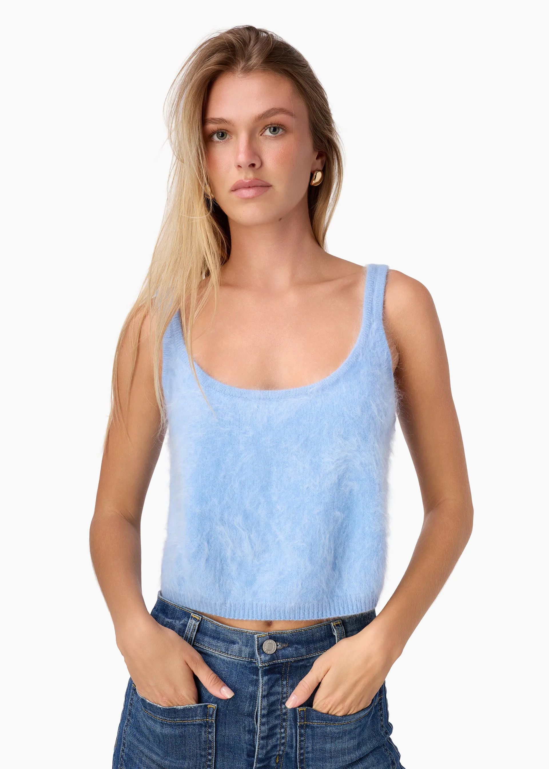 Ami Cashmere Tank Cerulean sold by CAMI