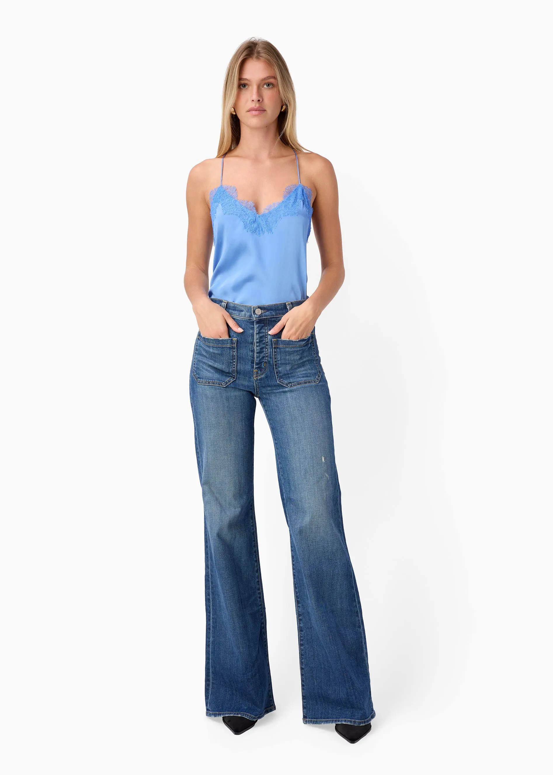 Racer Charmeuse Camisole Cerulean sold by Cami NYC product image thumbnail 2