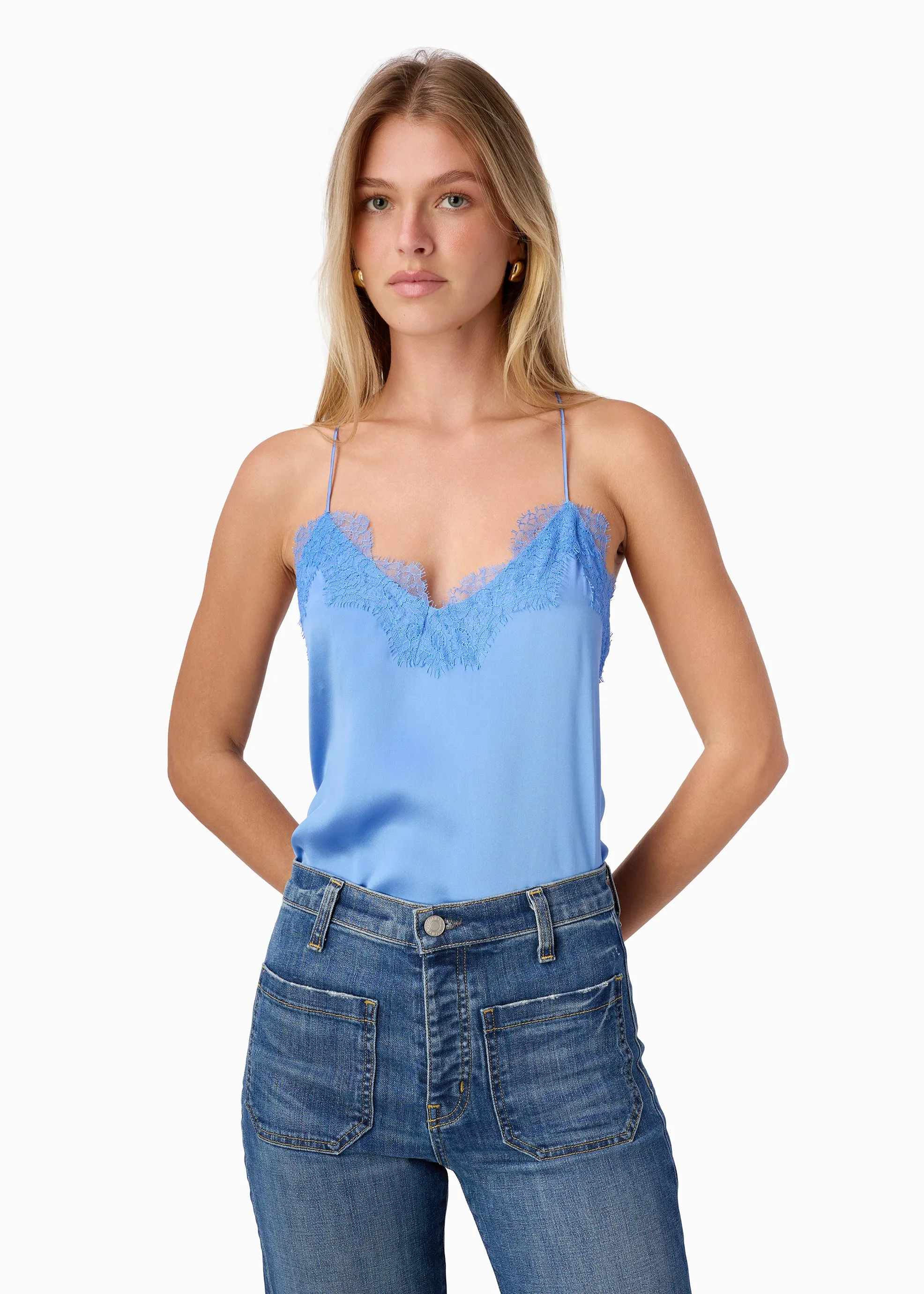 Racer Charmeuse Camisole Cerulean sold by Cami NYC