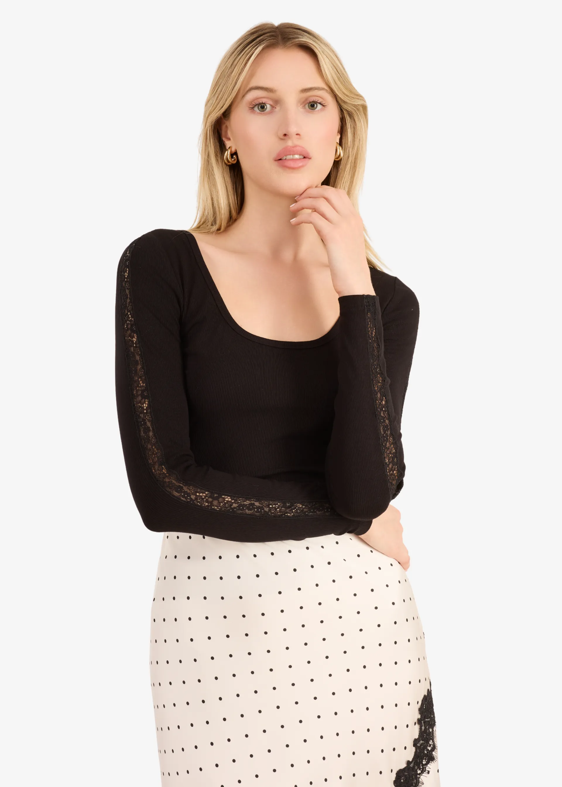 Skyler Rib Knit Top Black sold by CAMI