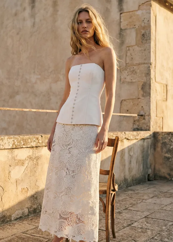 Imogene Strapless Dress Macadamia sold by CAMI