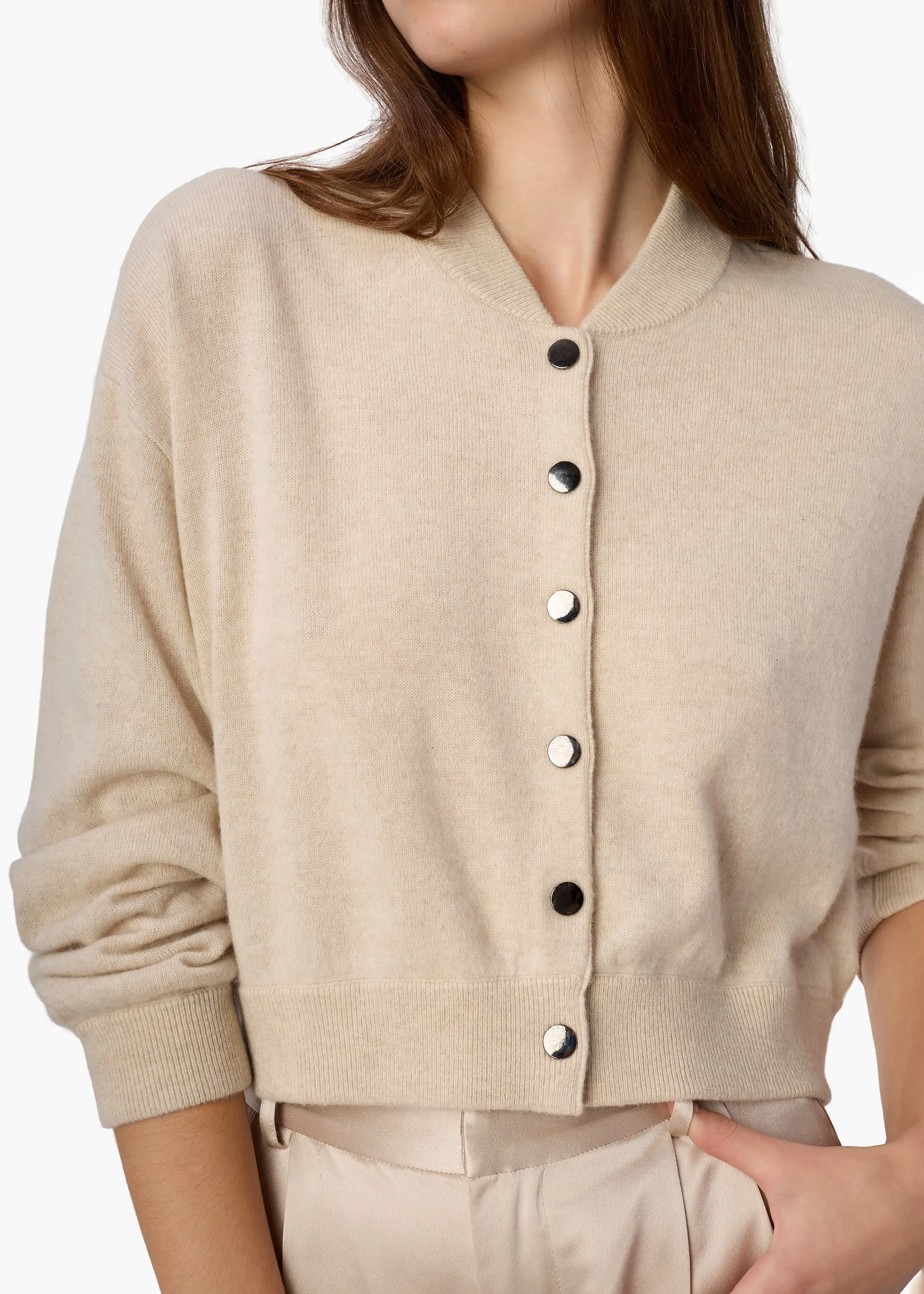 Marcela Cashmere Cardigan Bone sold by CAMI