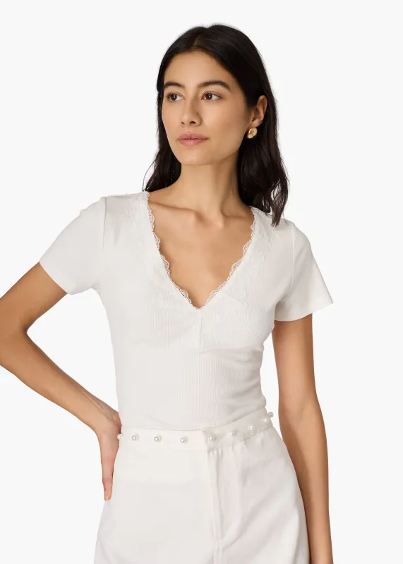 Sana Rib Knit Tee White sold by CAMI