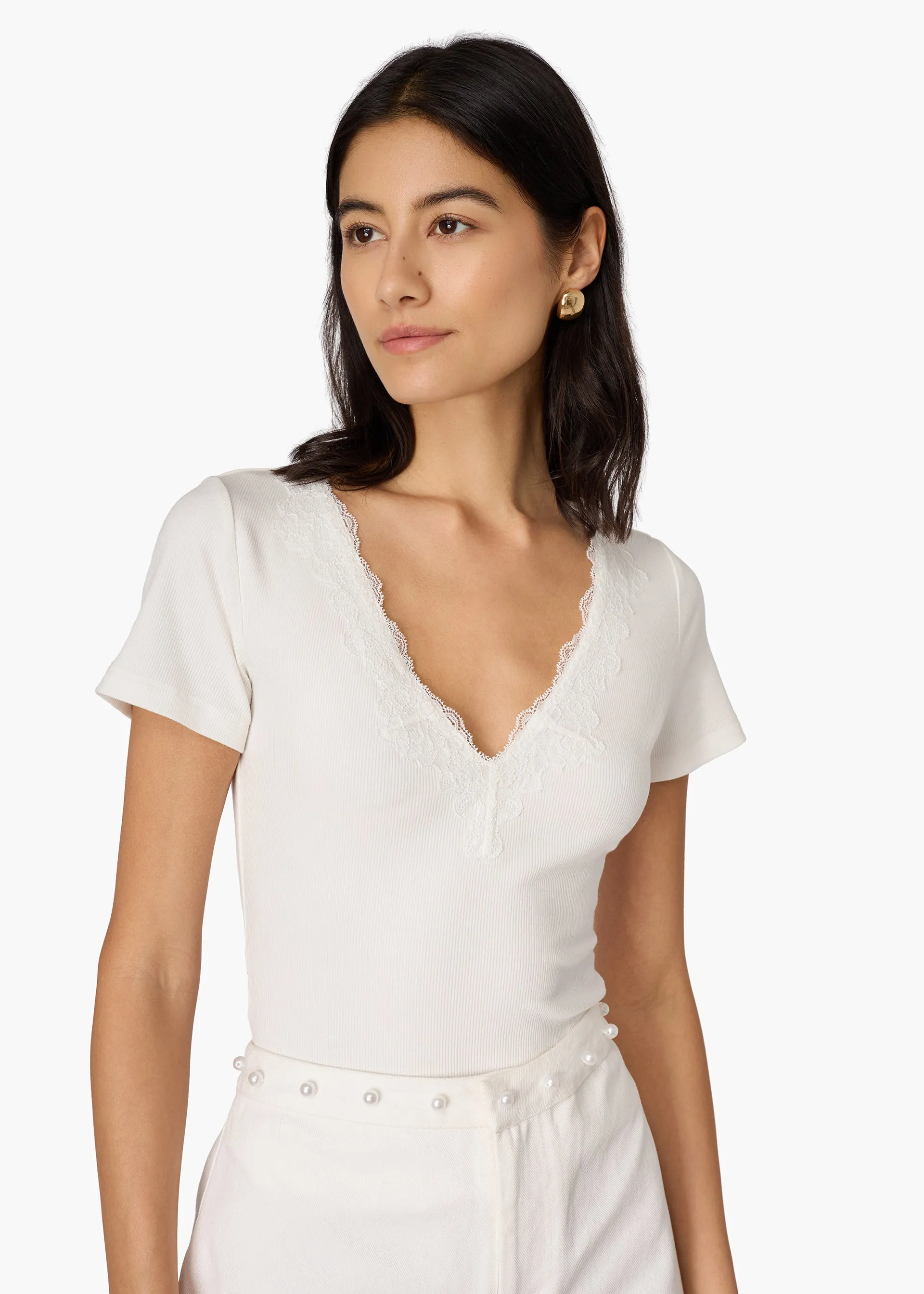 Sana Rib Knit Tee White sold by CAMI product image thumbnail 3