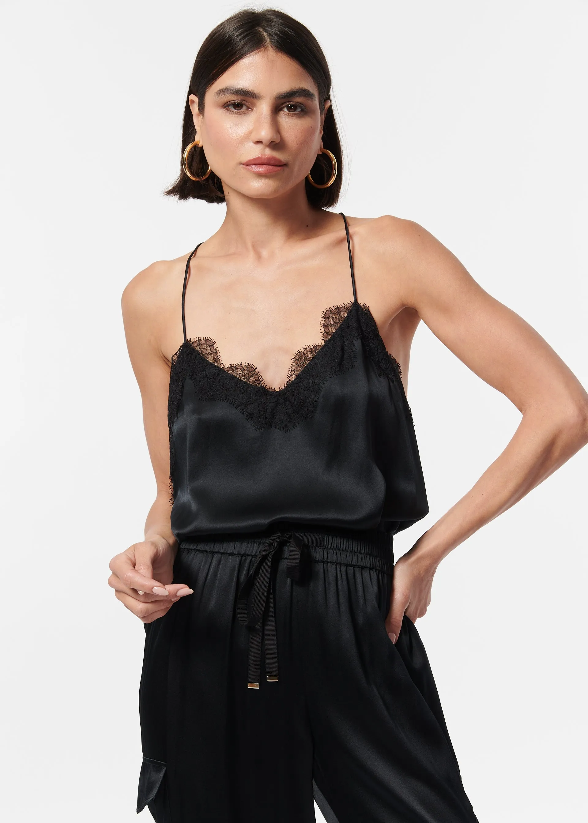 Racer Charmeuse Camisole Black sold by CAMI