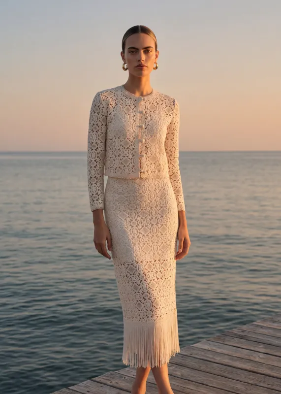 Venezia Crochet Midi Skirt Ceramic made by CAMI