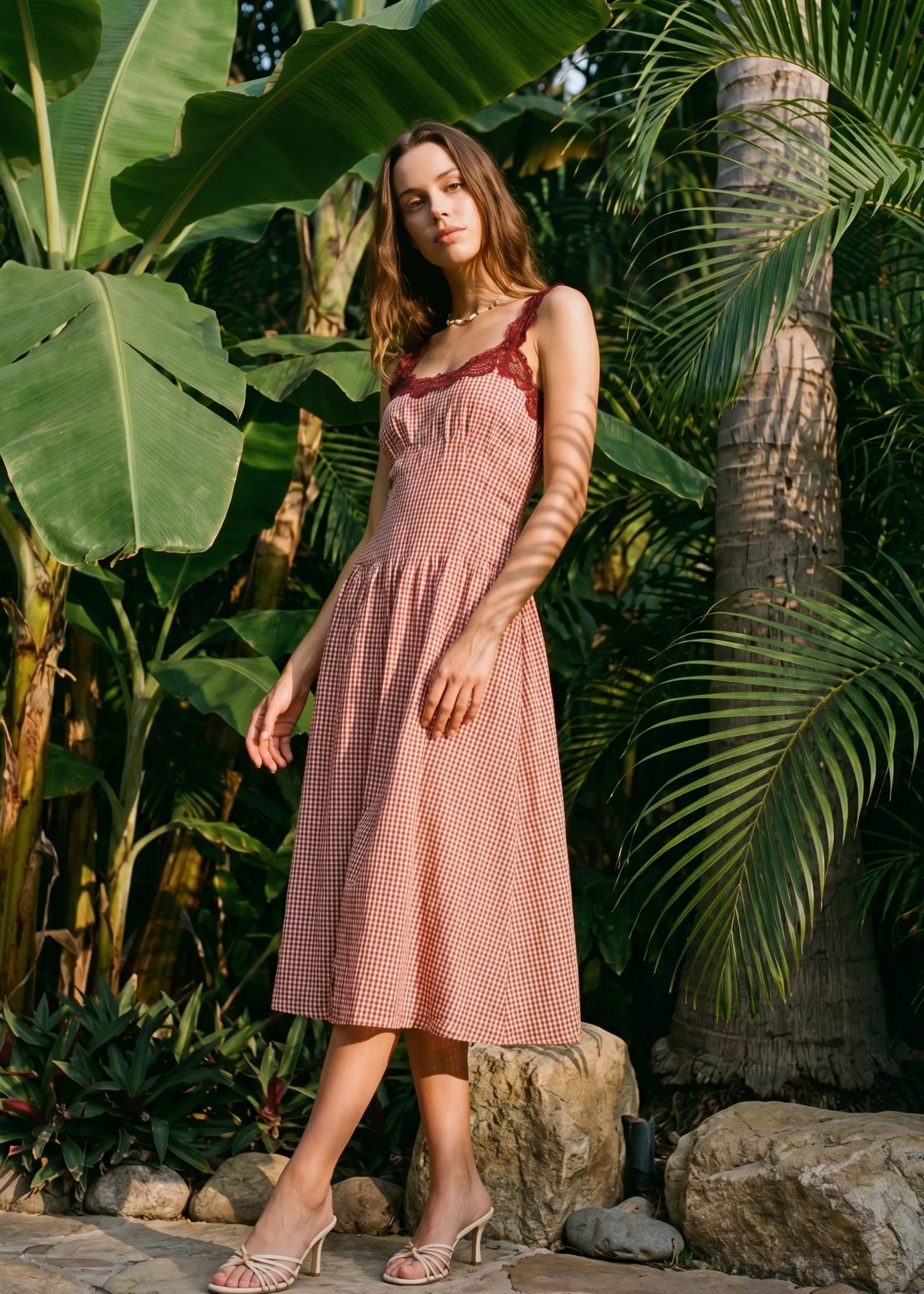 Kairina Midi Dress Berry Gingham sold by CAMI