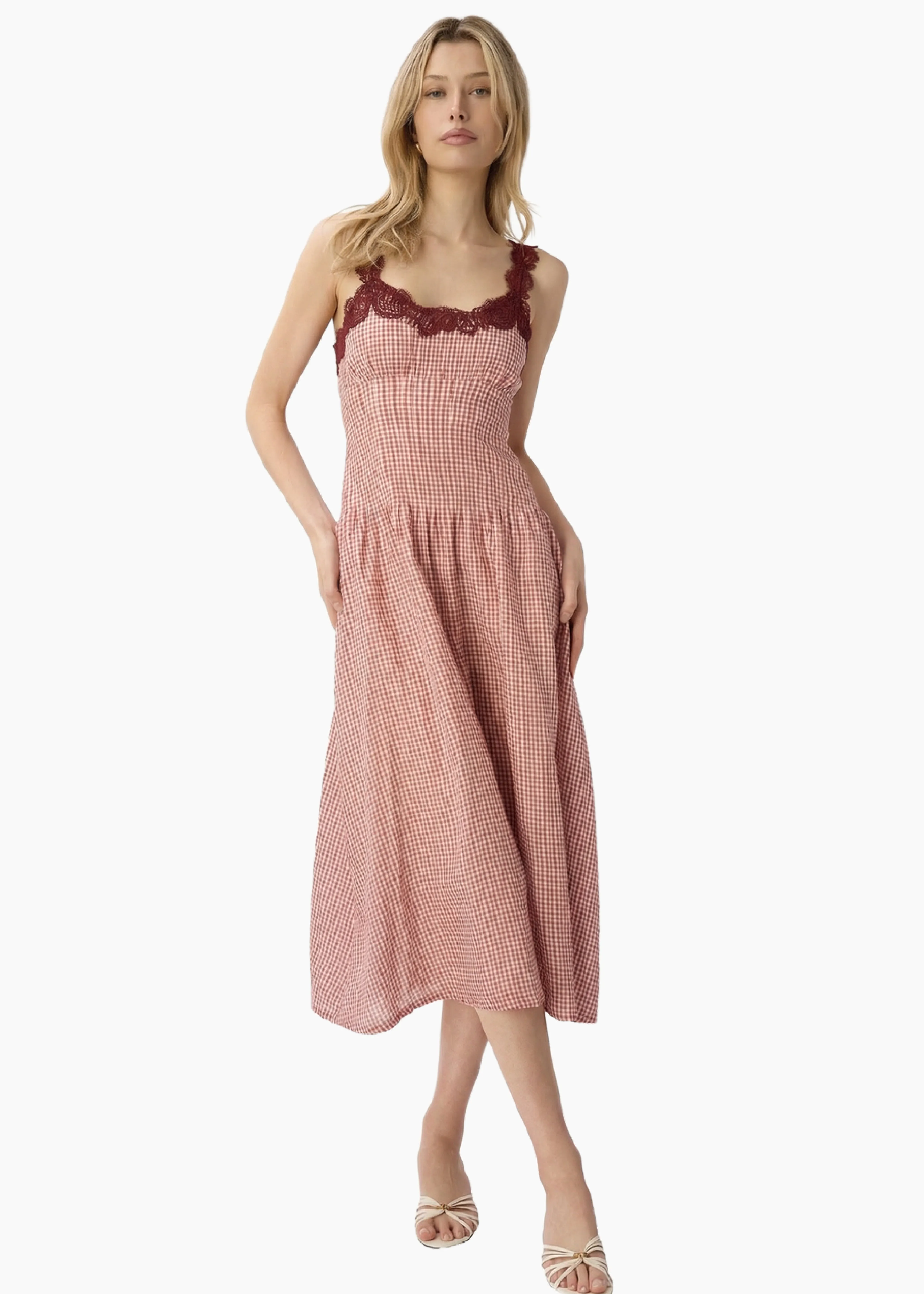 Kairina Midi Dress Berry Gingham sold by CAMI product image thumbnail 2