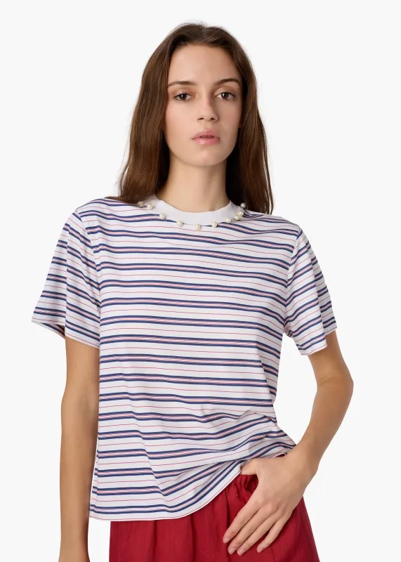 Mattea Cotton Tee Sailor Stripe made by CAMI