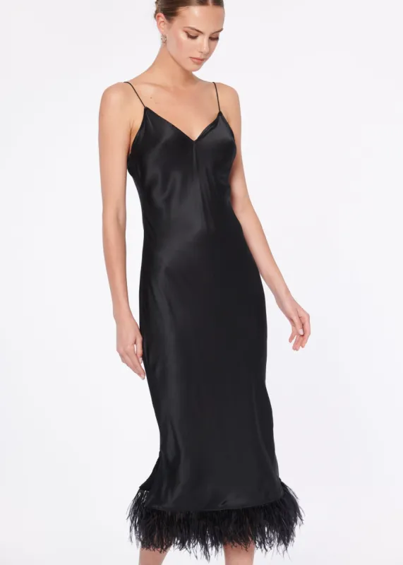 Raven Feather Dress Black sold by Cami NYC