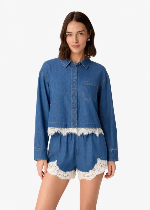 Garance Chambray Cropped Shirt Light Wash made by CAMI
