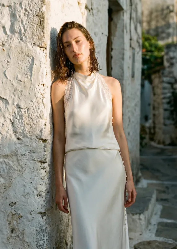 Lucille Silk Top Macadamia made by CAMI