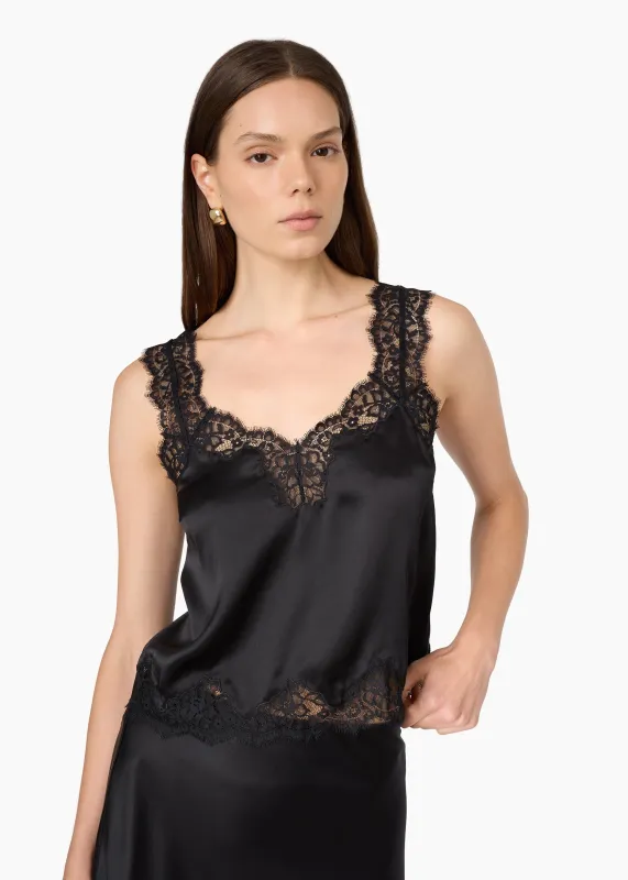 Tony Silk Camisole Black made by CAMI