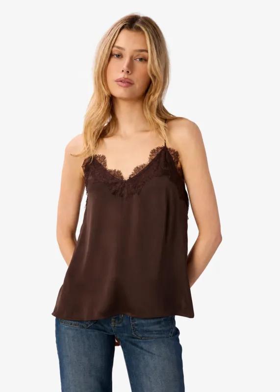 Racer Charmeuse Camisole Chocolate made by CAMI