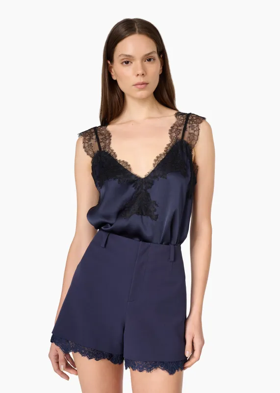 Lauren Silk Camisole Navy made by CAMI
