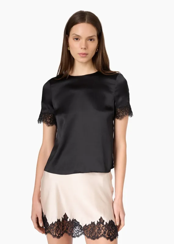 Marguerite Silk Top Black made by CAMI