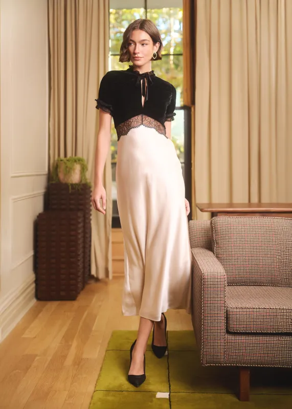 Tomlynn Silk Midi Dress Oat made by CAMI