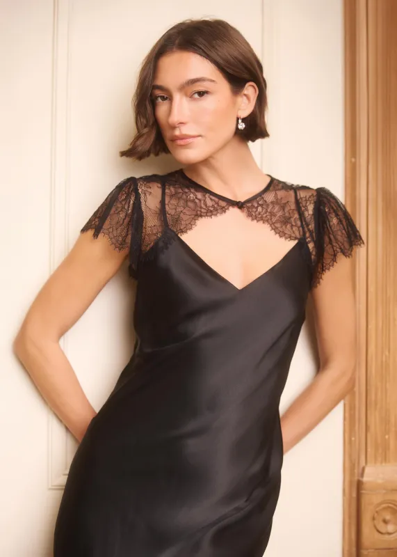 Prentice Silk Maxi Dress Black made by CAMI