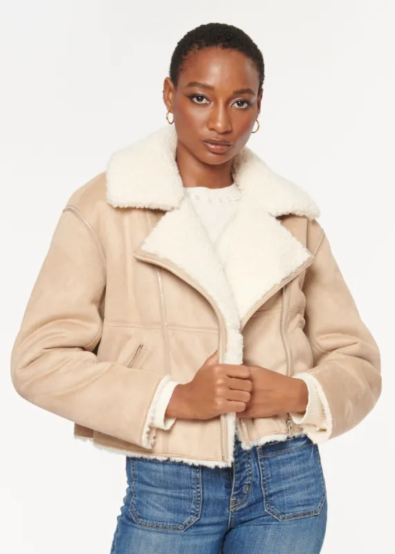 Sam Reversible Sherpa Jacket Taupe sold by Cami NYC