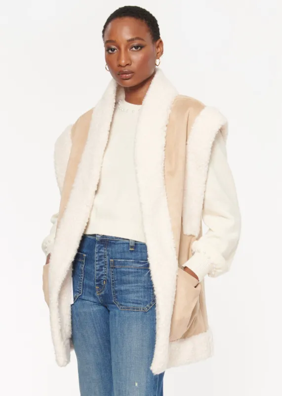 Delma Reversible Sherpa Vest Taupe sold by Cami NYC