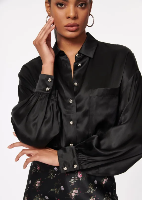 Belkis Charmeuse Bodysuit Black sold by Cami NYC