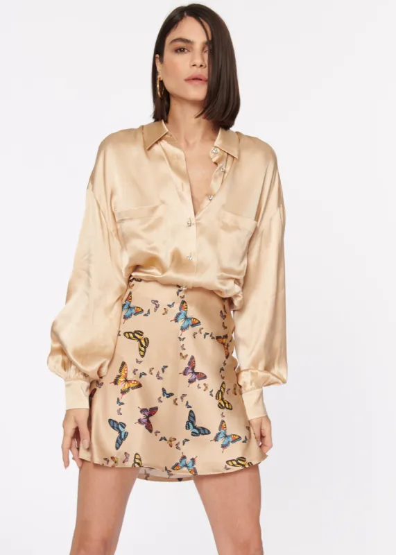 Belkis Charmeuse Bodysuit Soy sold by Cami NYC