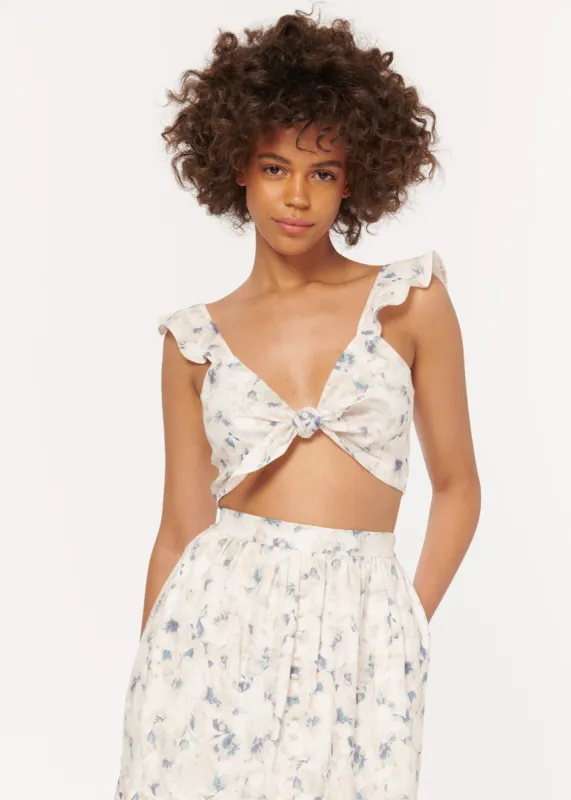 Layla Linen Top Aegean Floral sold by Cami NYC