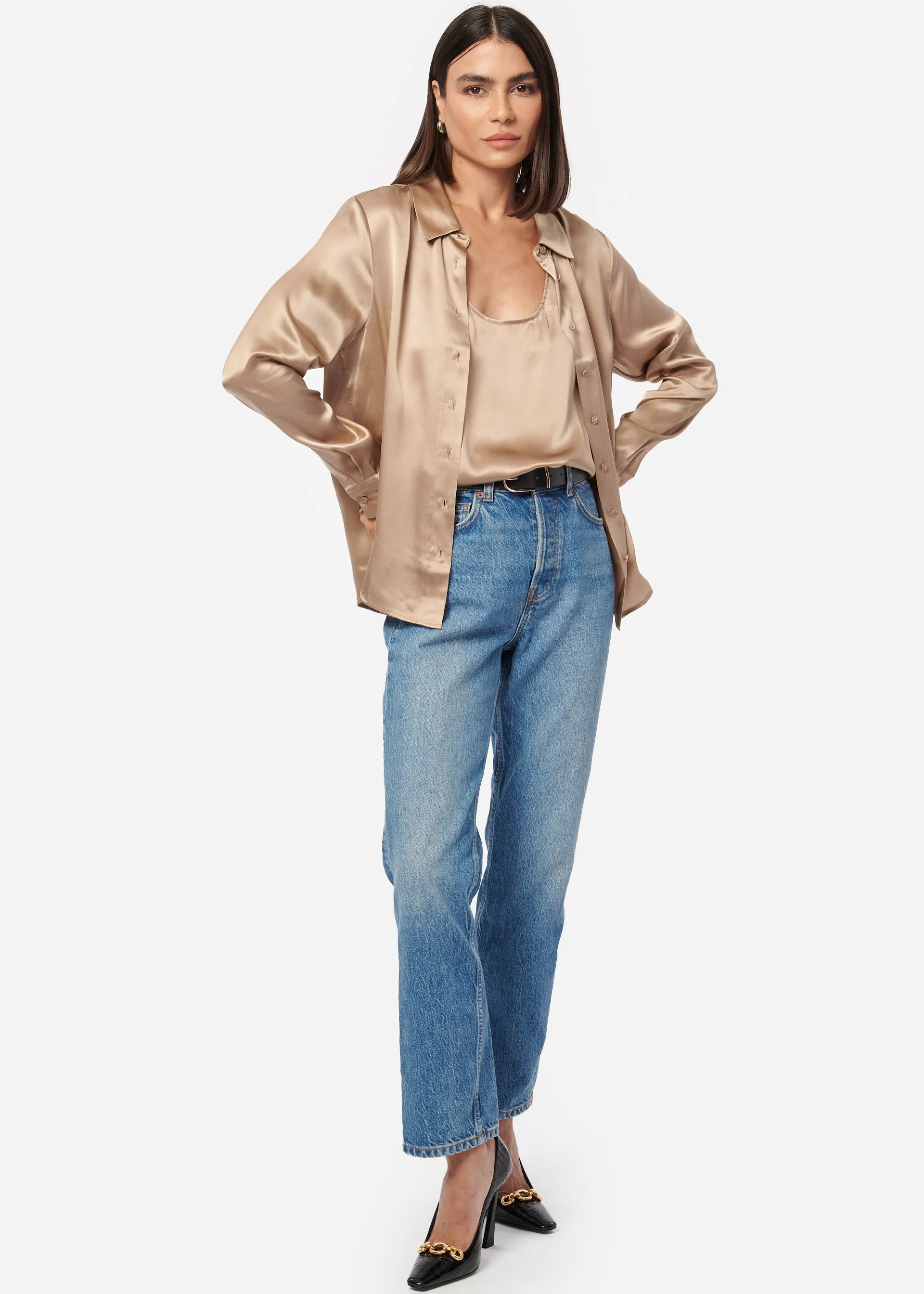 Jane Silk Cami Champagne sold by Cami NYC product image thumbnail 3