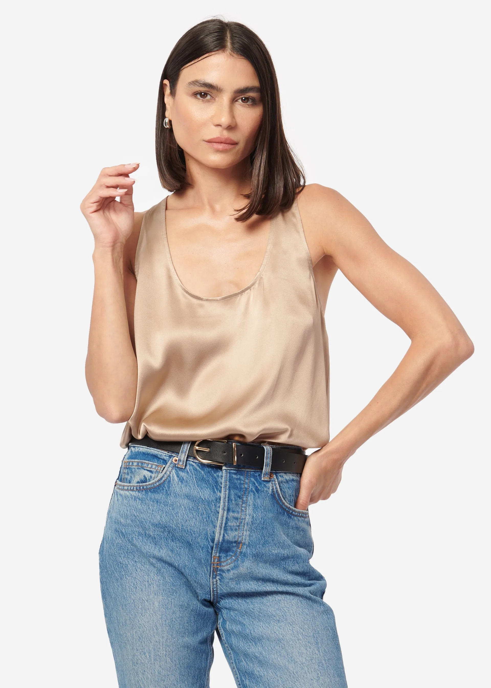 Jane Silk Cami Champagne sold by Cami NYC