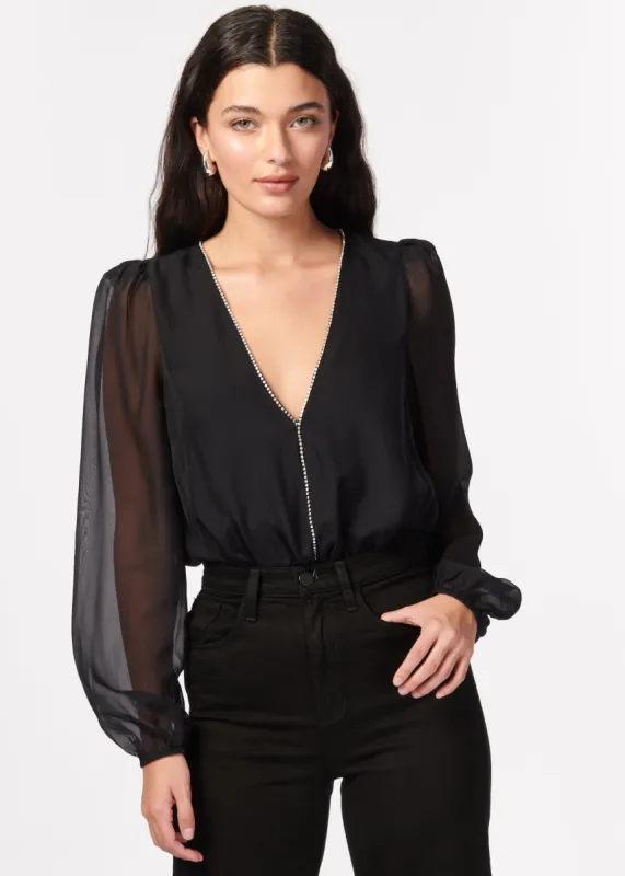 Ingrid Crystal Bodysuit Black sold by Cami NYC