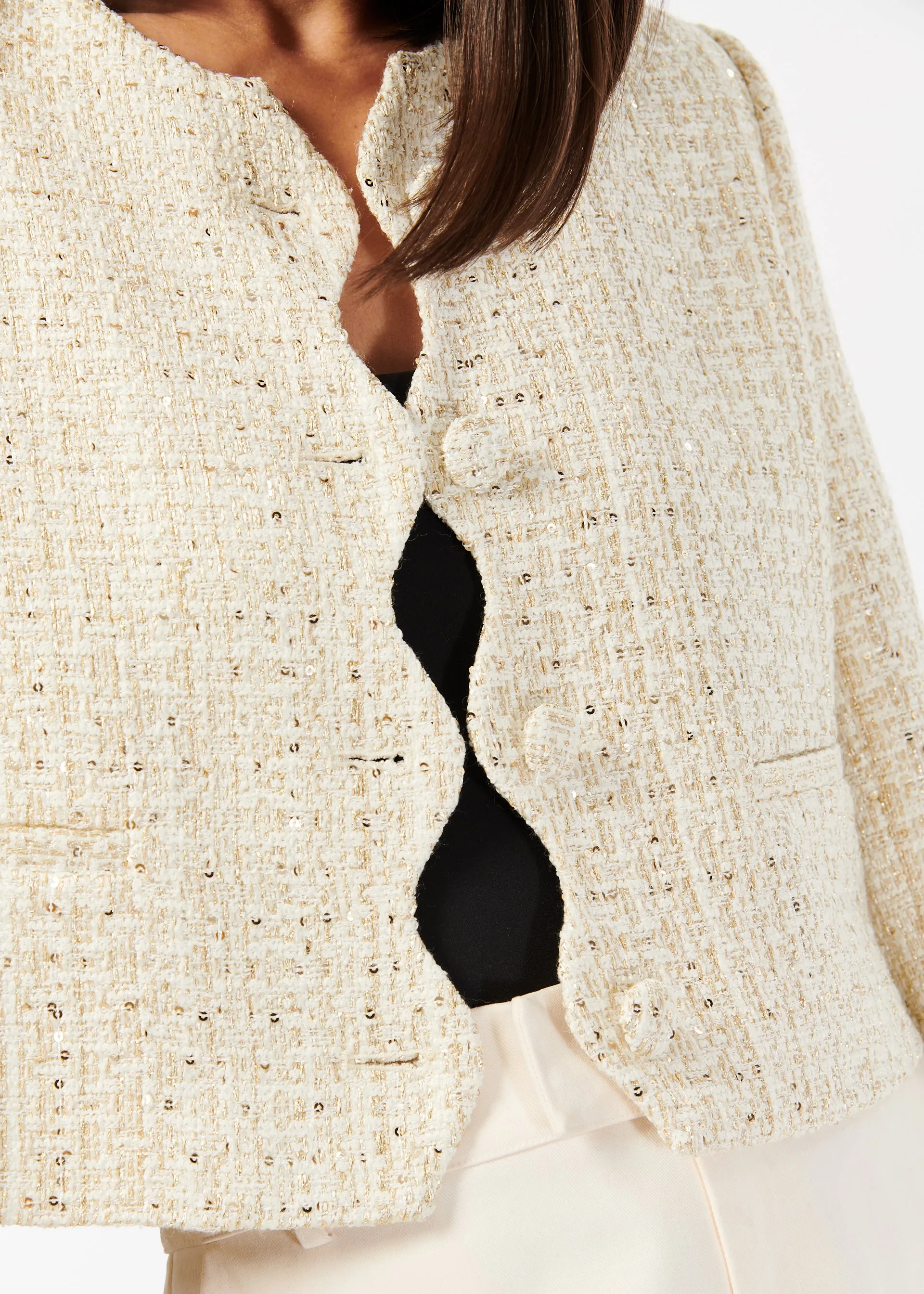 Giselle Tweed Blazer Gold Fleck sold by Cami NYC product image thumbnail 2