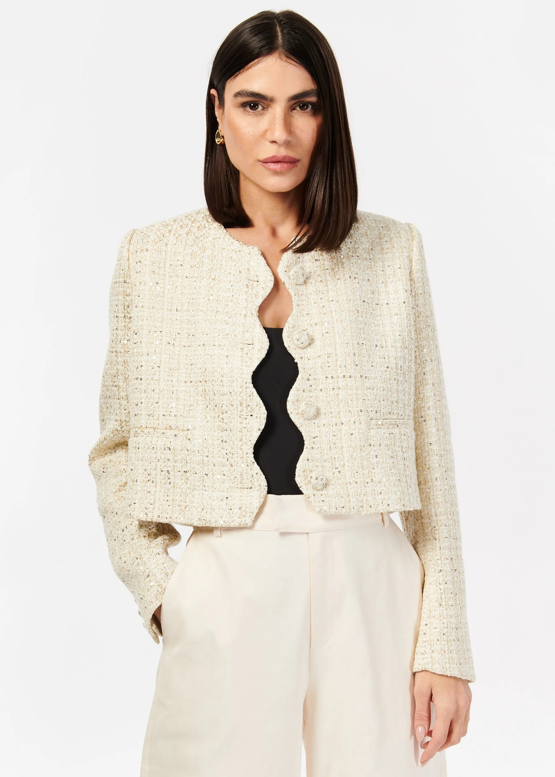 Giselle Tweed Blazer Gold Fleck sold by Cami NYC