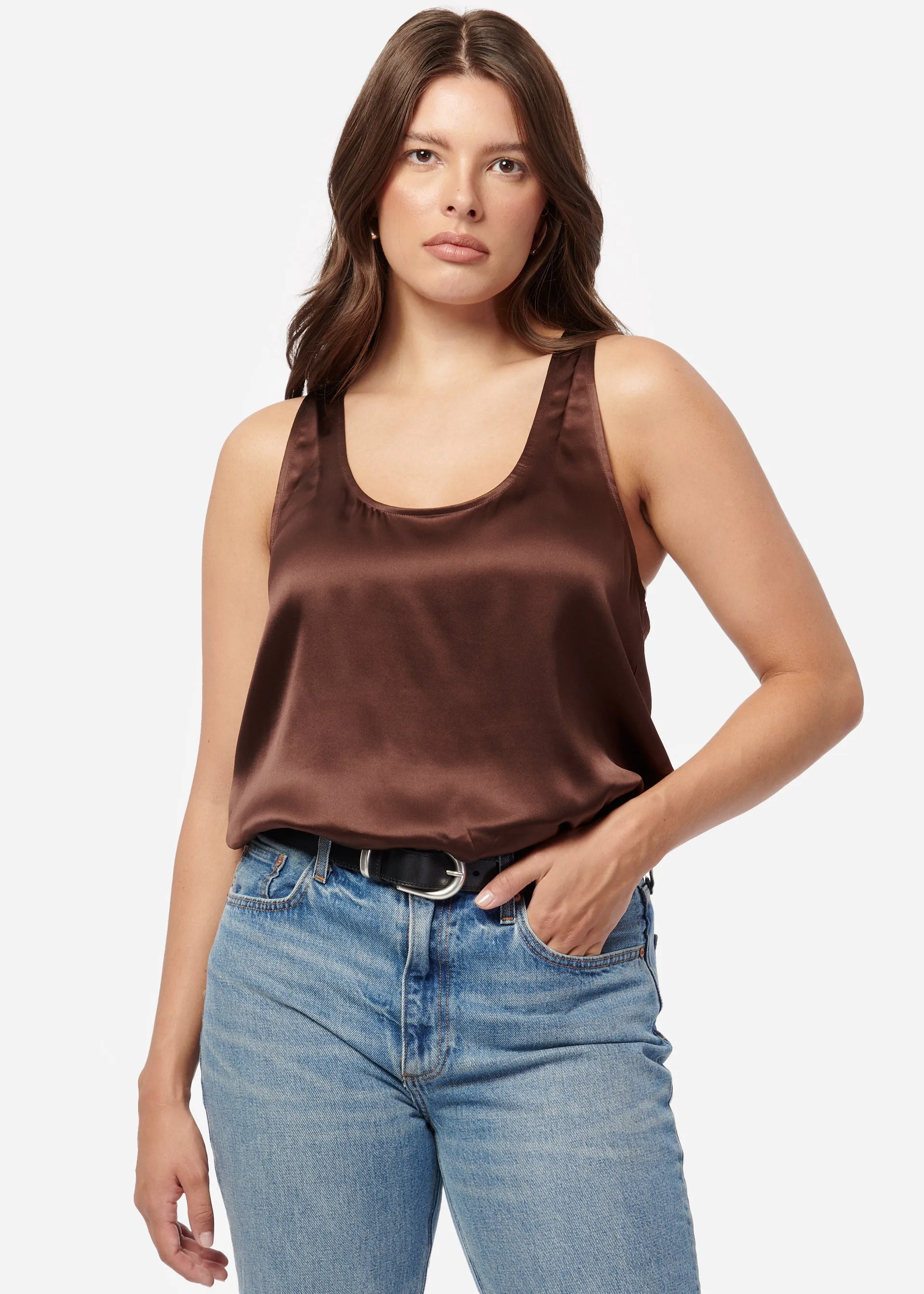 Jane Silk Cami Chocolate sold by Cami NYC