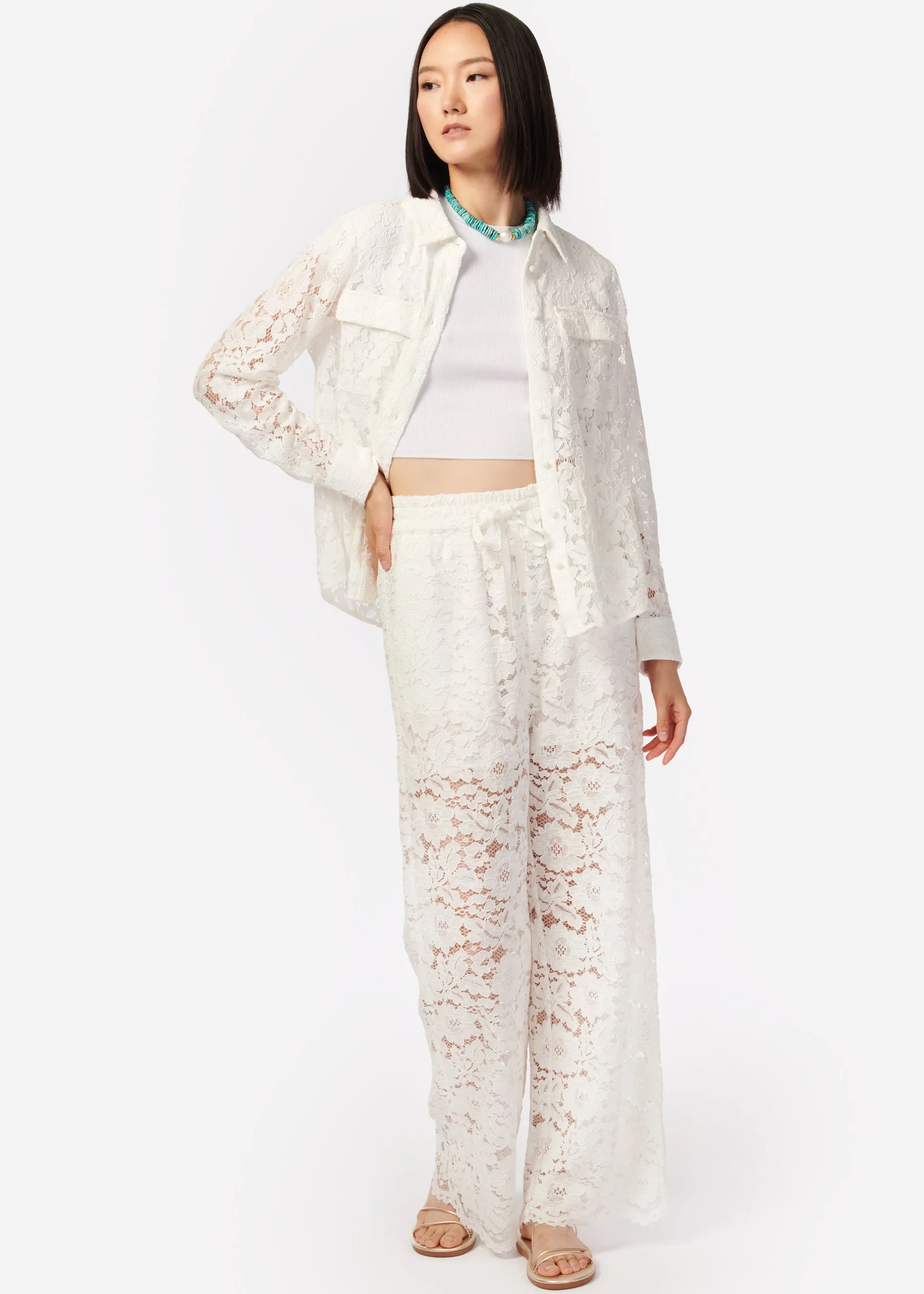 Dara Wide Leg Pant White sold by Cami NYC product image thumbnail 4