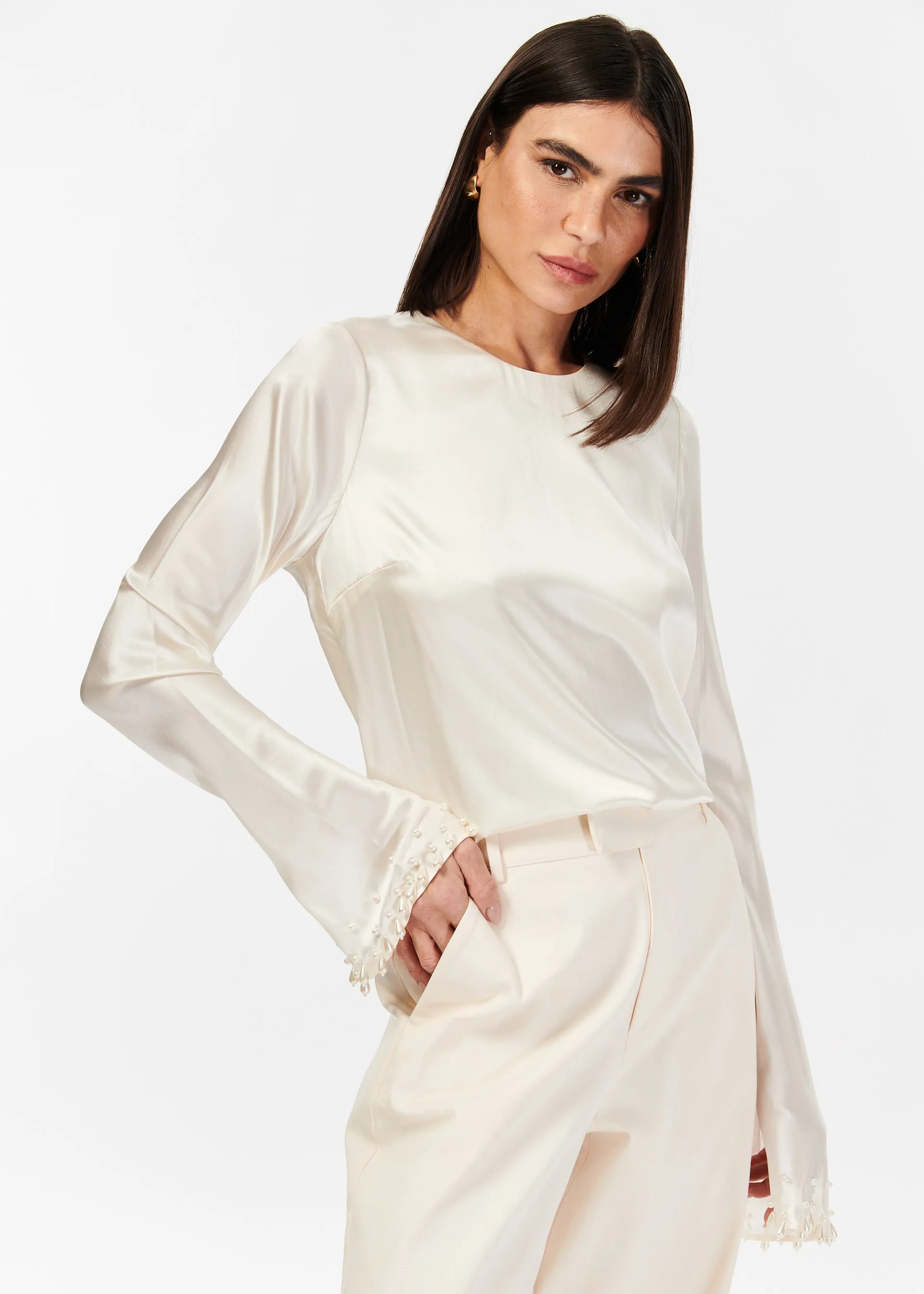 Margarita Pearl Top Macadamia sold by Cami NYC