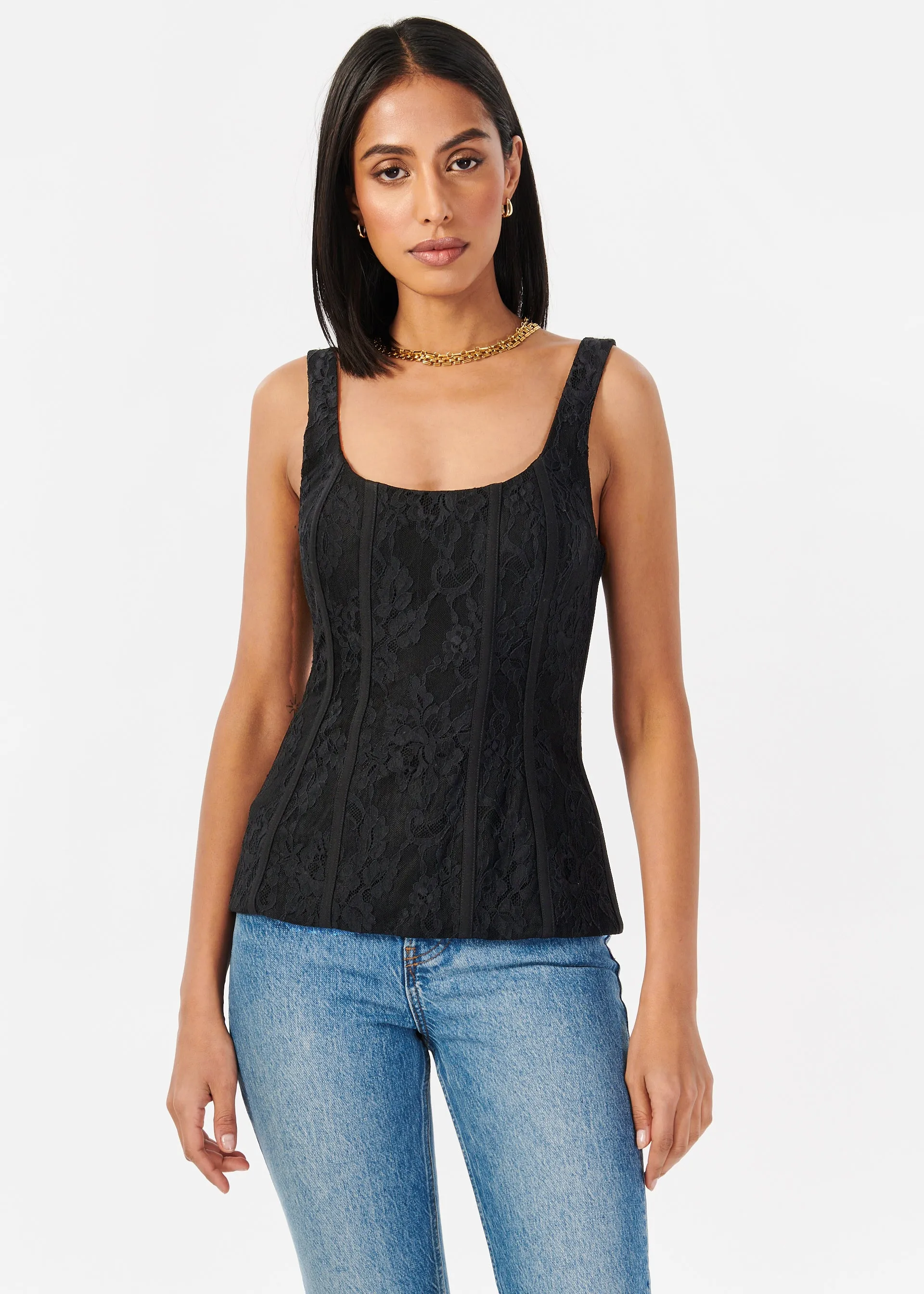 Rosario Lace Corset Black sold by Cami NYC