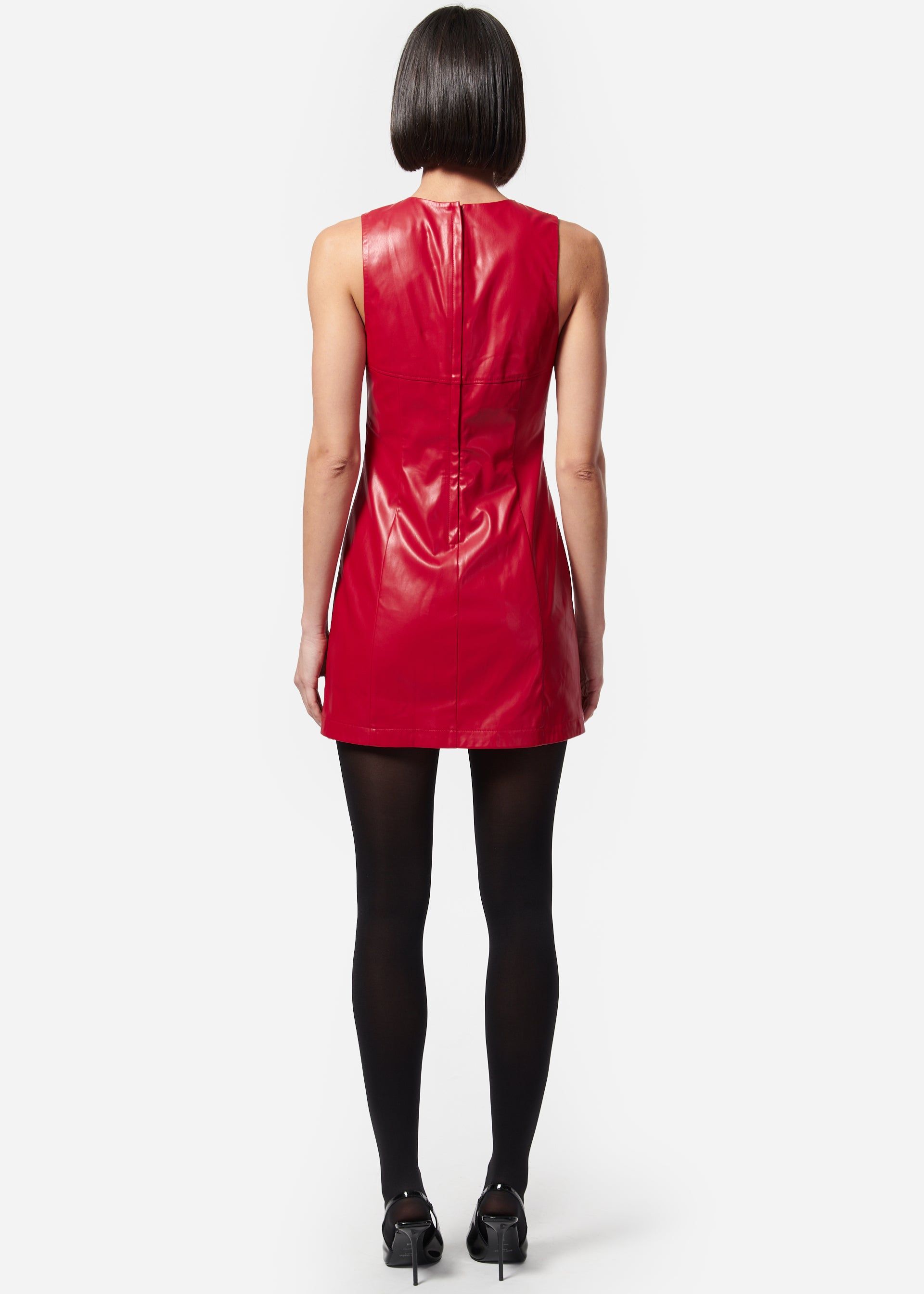 Juvia Vegan Leather Dress Scarlet sold by Cami NYC product image thumbnail 4