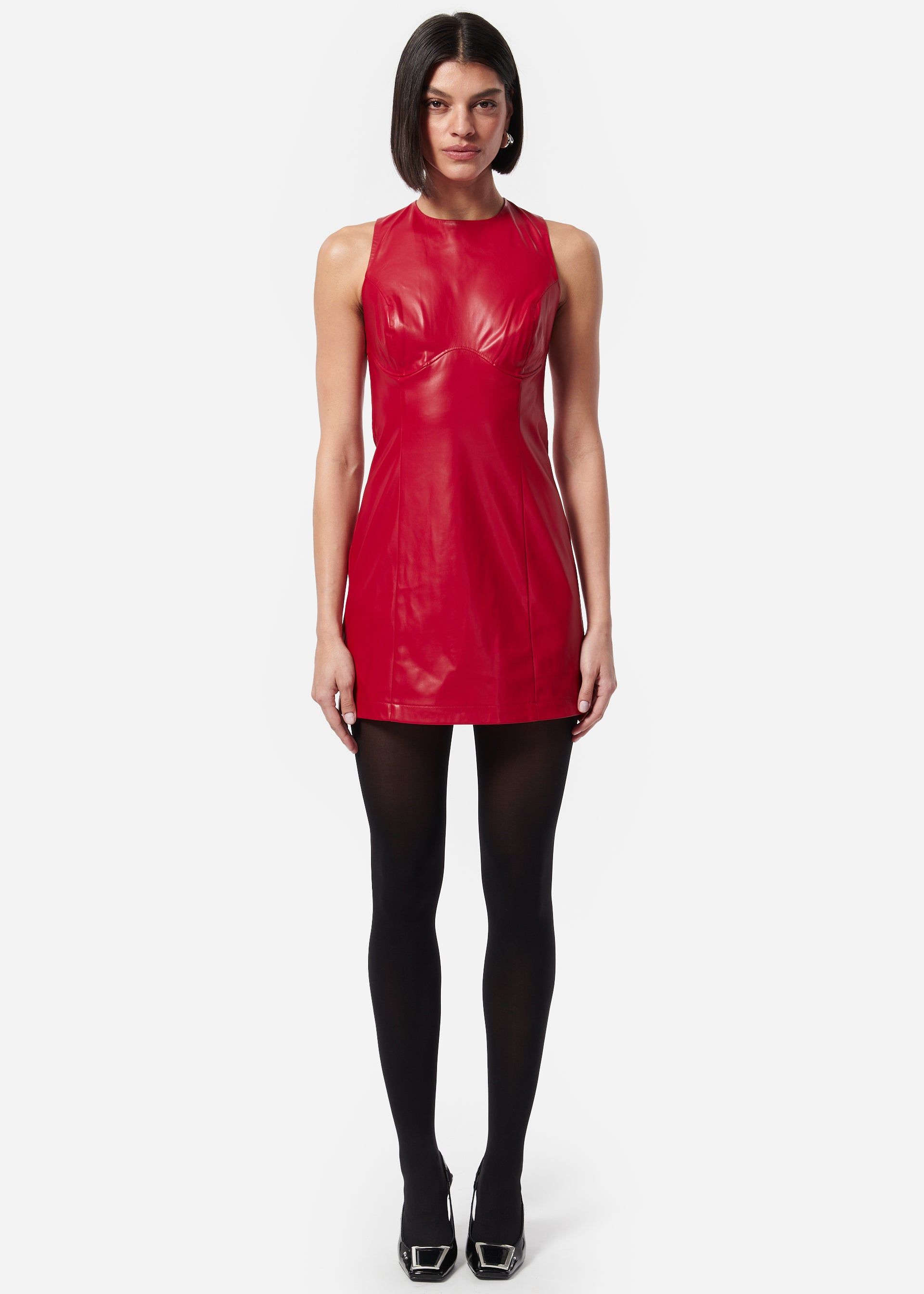 Juvia Vegan Leather Dress Scarlet sold by Cami NYC product image thumbnail 3
