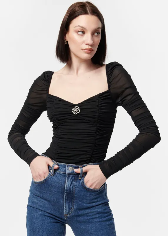 Bettina Crystal Bodysuit Black sold by Cami NYC