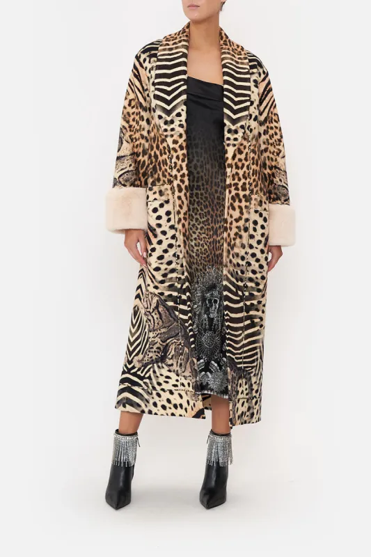 COAT WITH FAUX FUR TRIM AND BELT FOR THE LOVE OF LEO sold by Camilla