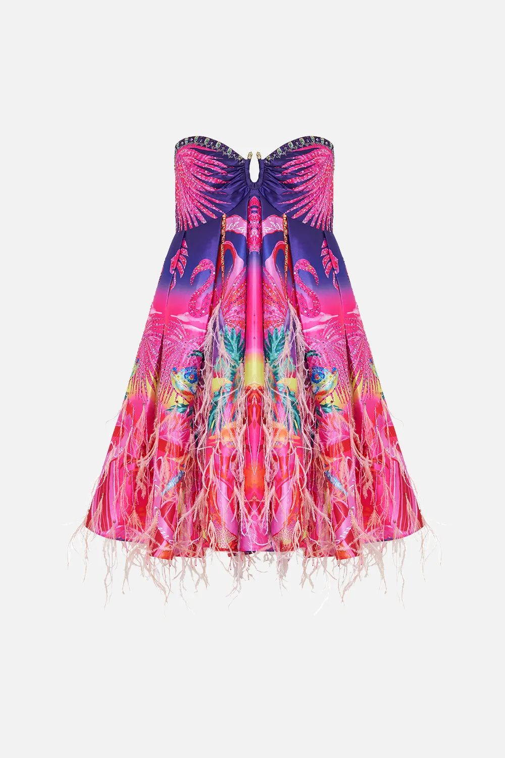 STRAPLESS SHORT FEATHER DRESS FLIGHT OF THE FLAMINGO sold by Camilla product image thumbnail 3