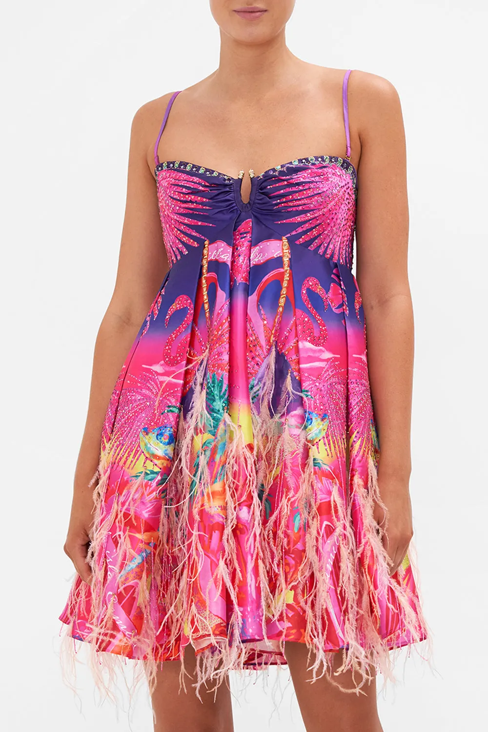 STRAPLESS SHORT FEATHER DRESS FLIGHT OF THE FLAMINGO sold by Camilla product image thumbnail 5