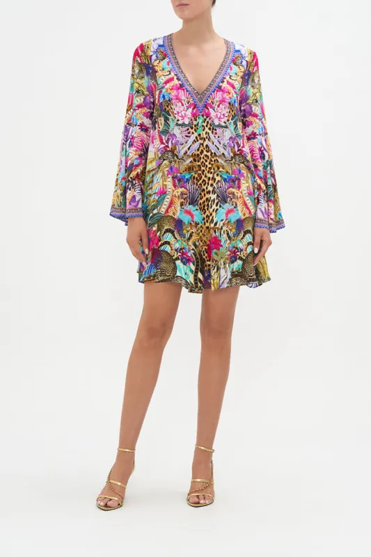 V NECK FLARED SLEEVE MINI DRESS MERRY GO ROUND sold by Camilla