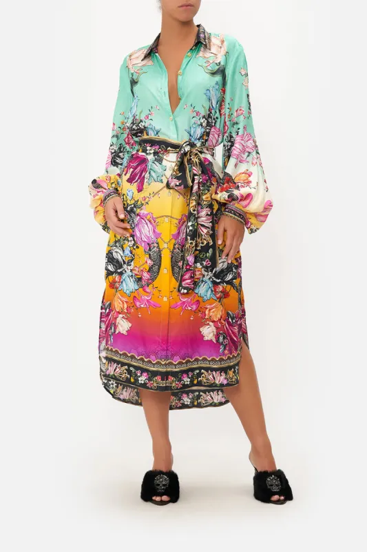 HIGH LOW MIDI SHIRT DRESS VIPER ROOM sold by Camilla