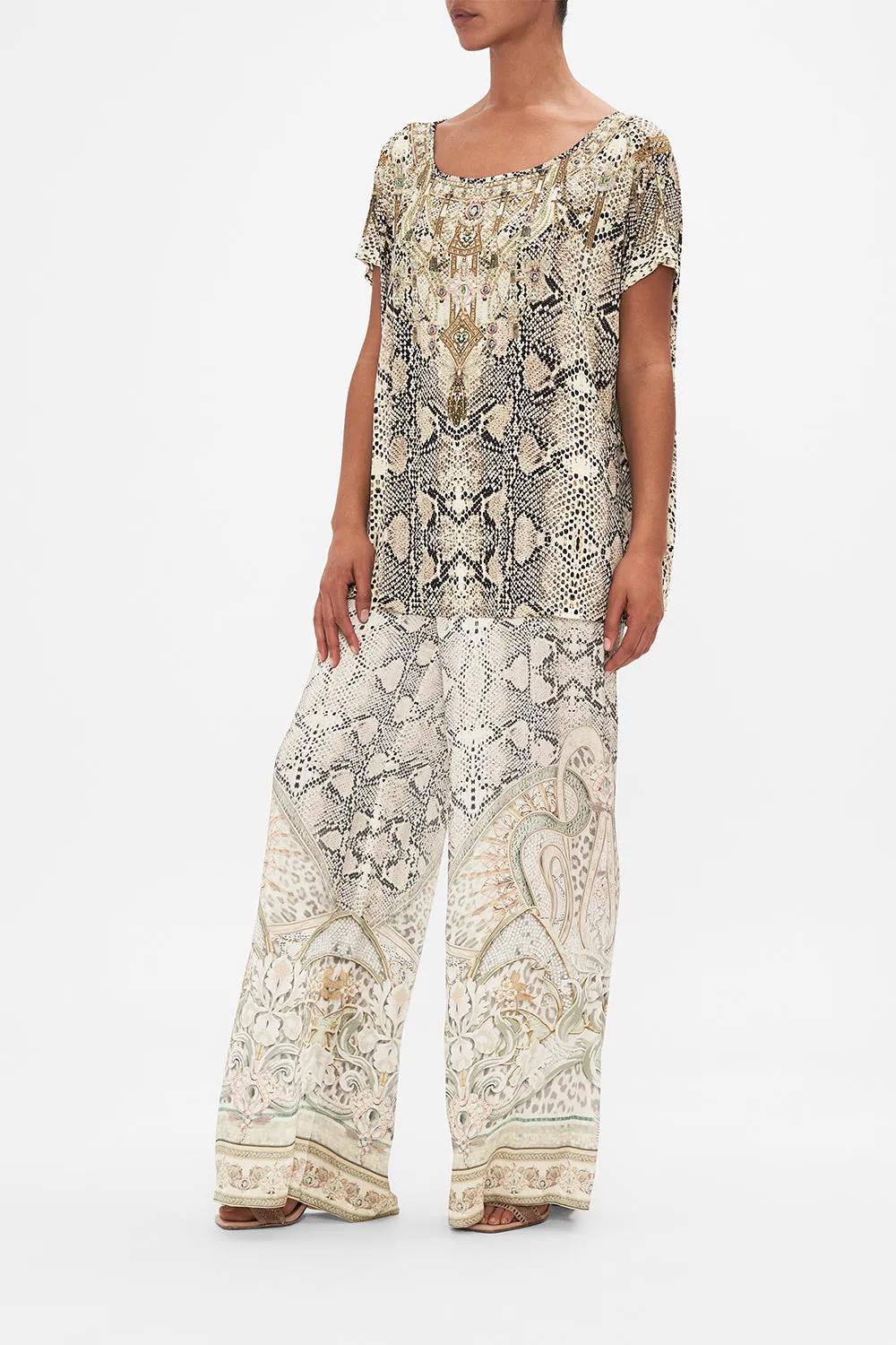 LOOSE FIT SCOOP NECK JERSEY TEE LOOKING GLASS HOUSES sold by Camilla product image thumbnail 4